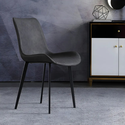 Ensemble de 2 chaises de salle à manger de style industriel moderne avec revêtement en cuir