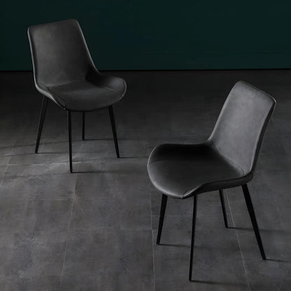 Ensemble de 2 chaises de salle à manger de style industriel moderne avec revêtement en cuir