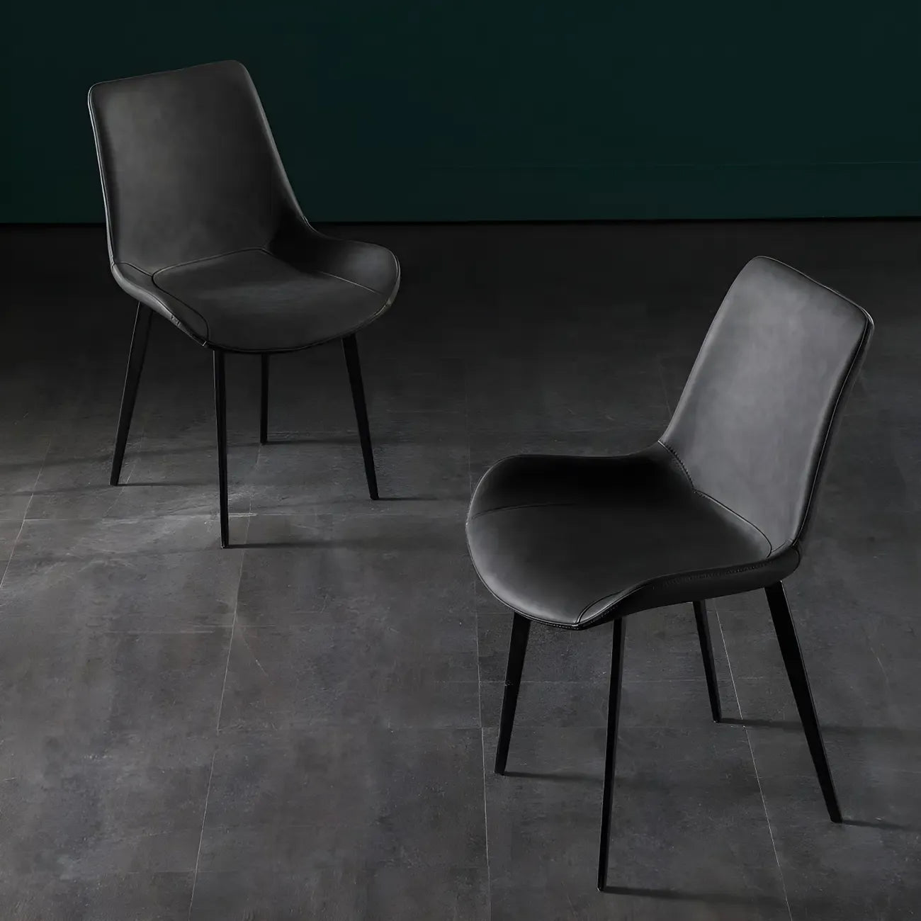 Ensemble de 2 chaises de salle à manger de style industriel moderne avec revêtement en cuir