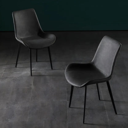 Ensemble de 2 chaises de salle à manger de style industriel moderne avec revêtement en cuir