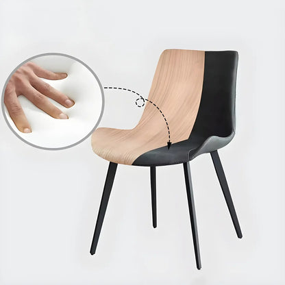 Ensemble de 2 chaises de salle à manger de style industriel moderne avec revêtement en cuir