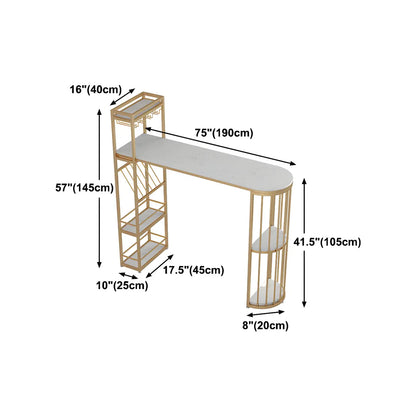 Tables de bar avec porte-bouteilles en fer imitation marbre doré glamour