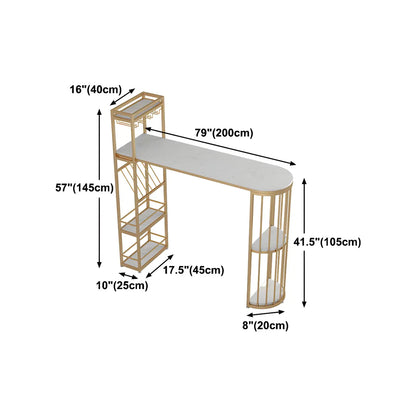 Tables de bar avec porte-bouteilles en fer imitation marbre doré glamour