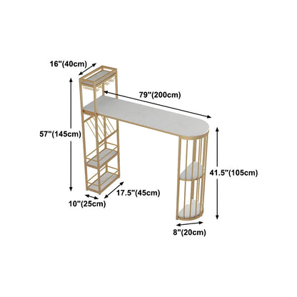 Tables de bar avec porte-bouteilles en fer imitation marbre doré glamour
