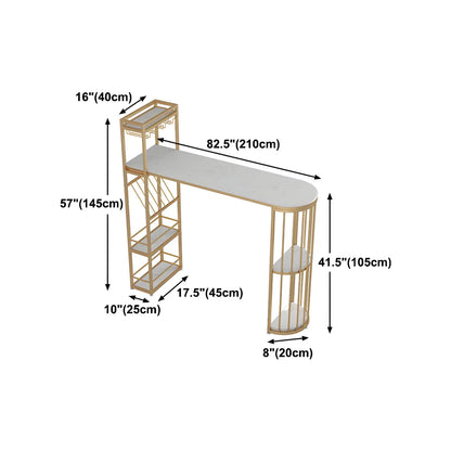 Tables de bar avec porte-bouteilles en fer imitation marbre doré glamour