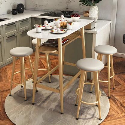 Table haute Glam Stone en métal doré