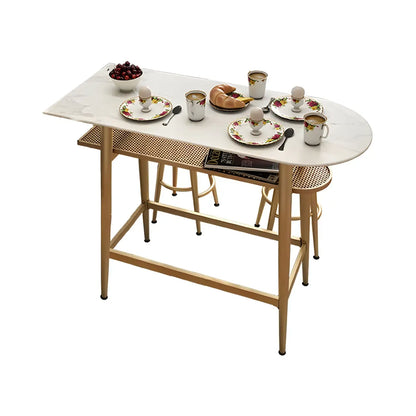 Table haute Glam Stone en métal doré