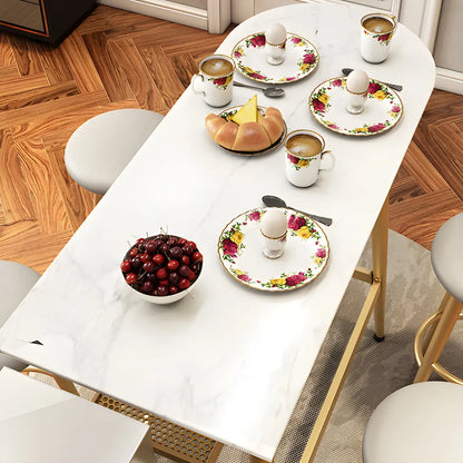 Table haute Glam Stone en métal doré