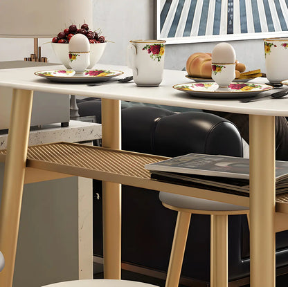 Table haute Glam Stone en métal doré