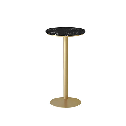 Table de bar élégante en marbre nordique avec piètement en métal doré