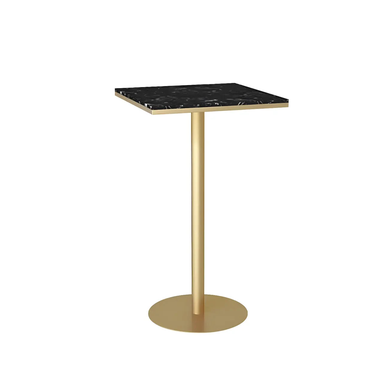Table de bar élégante en marbre nordique avec piètement en métal doré