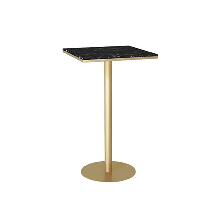 Table de bar élégante en marbre nordique avec piètement en métal doré