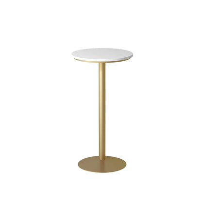 Table de bar élégante en marbre nordique avec piètement en métal doré