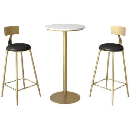 Table de bar élégante en marbre nordique avec piètement en métal doré