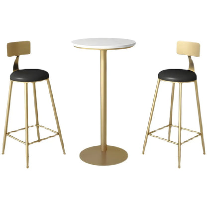 Table de bar élégante en marbre nordique avec piètement en métal doré