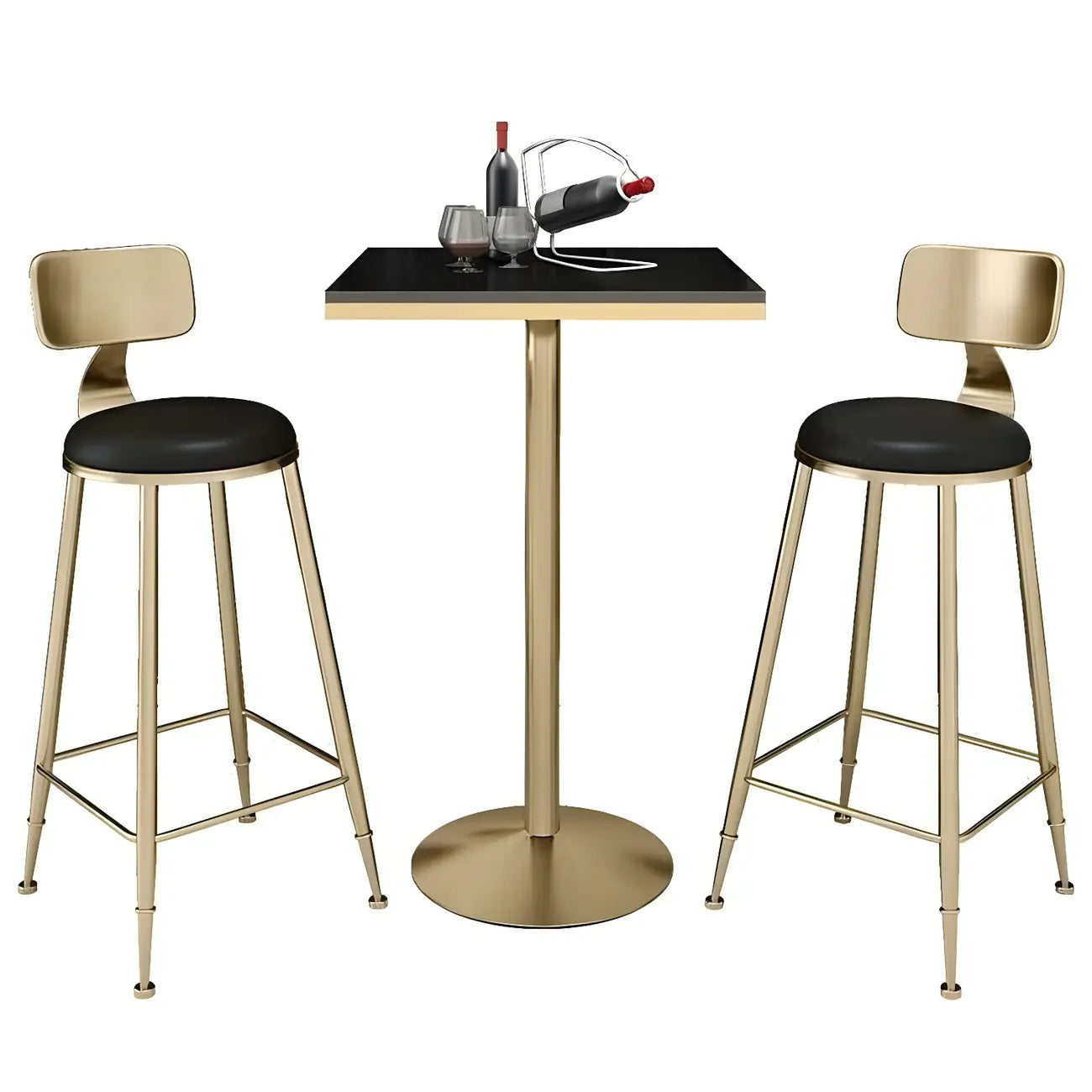 Table de bar élégante en marbre nordique avec piètement en métal doré