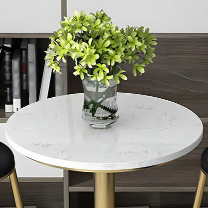 Table de bar élégante en marbre nordique avec piètement en métal doré
