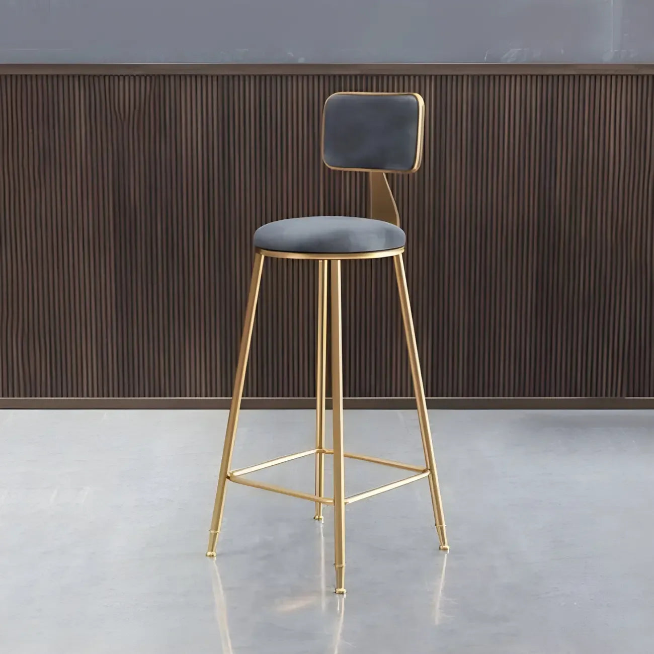 Tabourets de bar ronds recouverts de velours