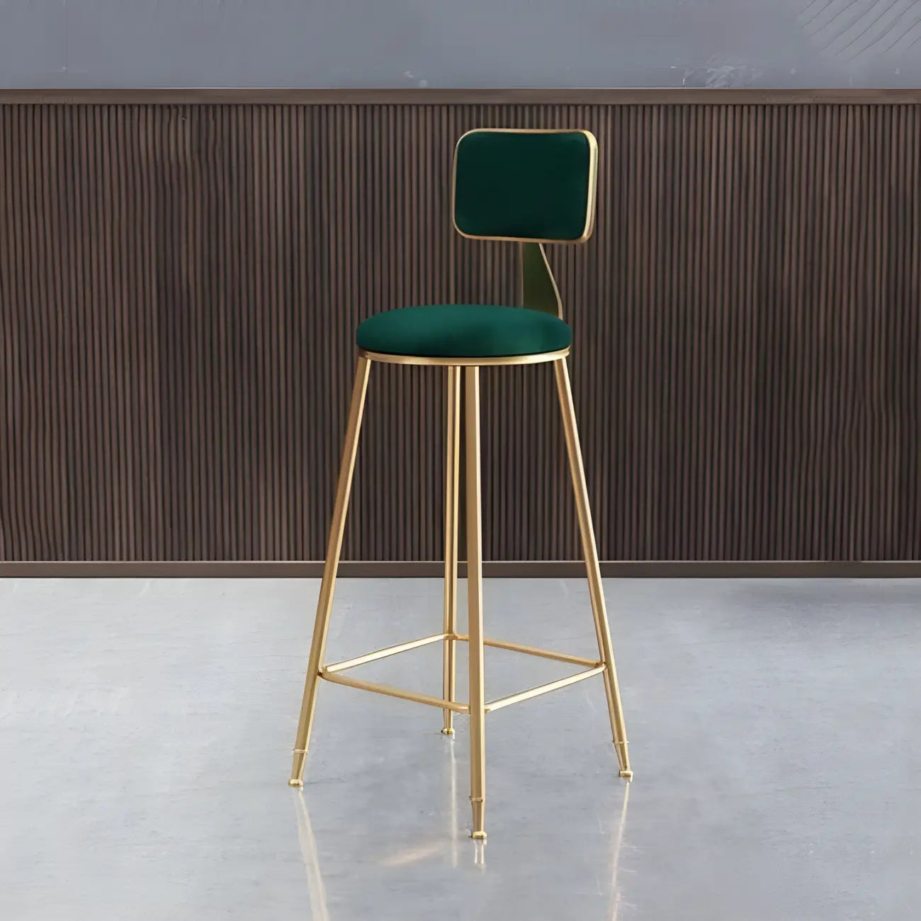 Tabourets de bar ronds recouverts de velours