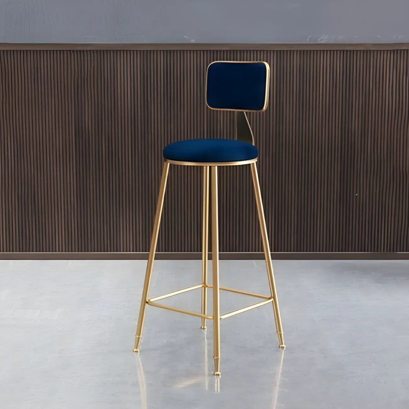 Tabourets de bar ronds recouverts de velours