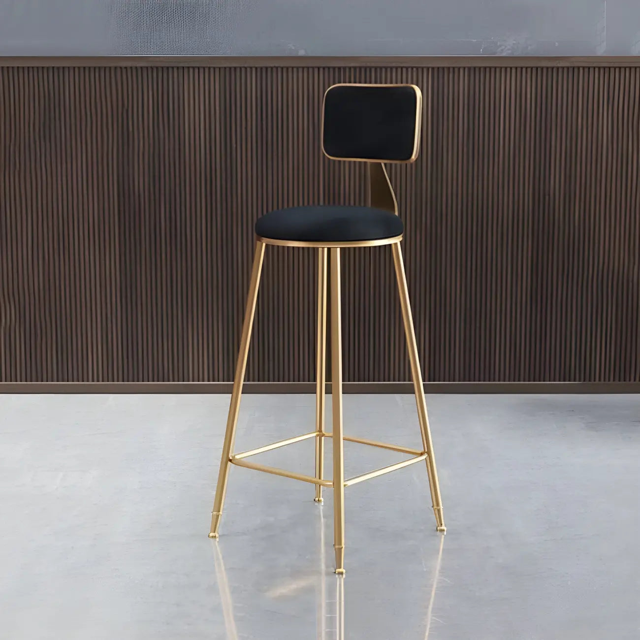 Tabourets de bar ronds recouverts de velours