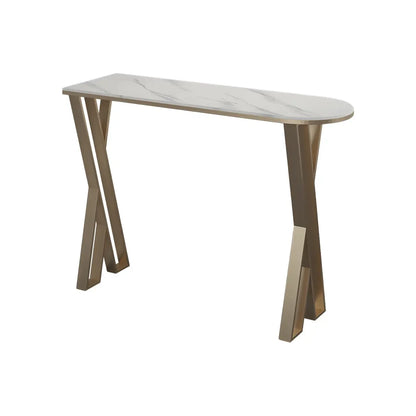 Tables de bar glamour en pierre blanche, fer et métal doré, forme libre, pour la cuisine
