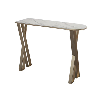 Tables de bar glamour en pierre blanche, fer et métal doré, forme libre, pour la cuisine