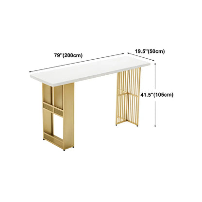 Tables de bar glamour dorées avec plateau en bois et étagère en métal