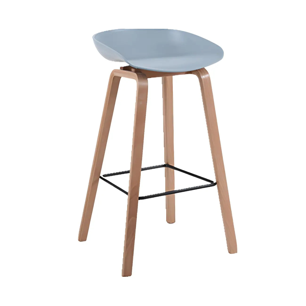 Tabouret de bar moderne du milieu du siècle en plastique avec pieds en bois