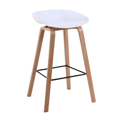 Tabouret de bar moderne du milieu du siècle en plastique avec pieds en bois