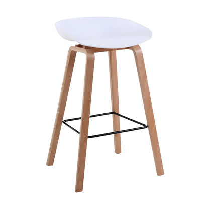 Tabouret de bar moderne du milieu du siècle en plastique avec pieds en bois