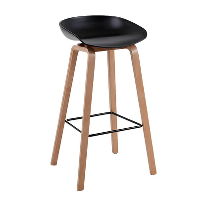 Tabouret de bar moderne du milieu du siècle en plastique avec pieds en bois