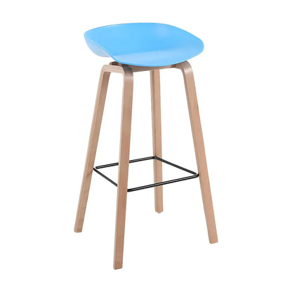 Tabouret de bar moderne du milieu du siècle en plastique avec pieds en bois