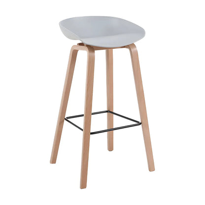 Tabouret de bar moderne du milieu du siècle en plastique avec pieds en bois