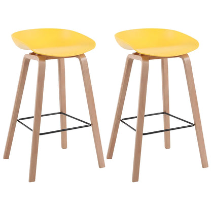 Tabouret de bar moderne du milieu du siècle en plastique avec pieds en bois
