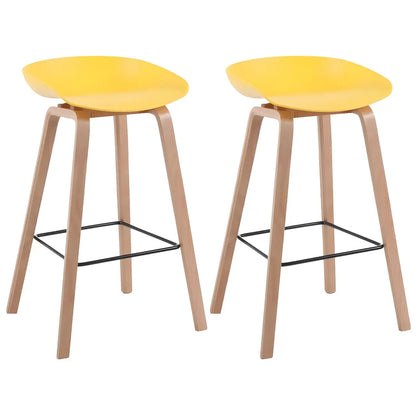 Tabouret de bar moderne du milieu du siècle en plastique avec pieds en bois