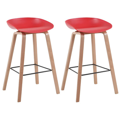 Tabouret de bar moderne du milieu du siècle en plastique avec pieds en bois