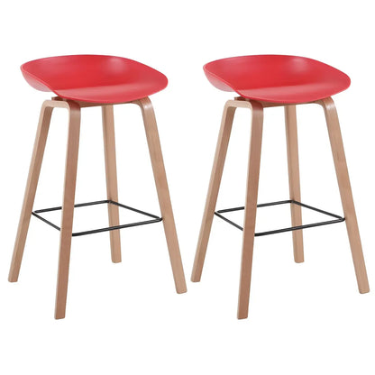 Tabouret de bar moderne du milieu du siècle en plastique avec pieds en bois