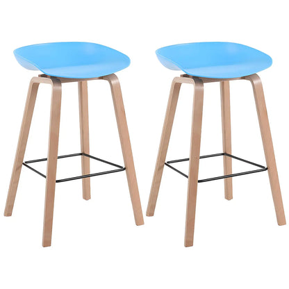 Tabouret de bar moderne du milieu du siècle en plastique avec pieds en bois