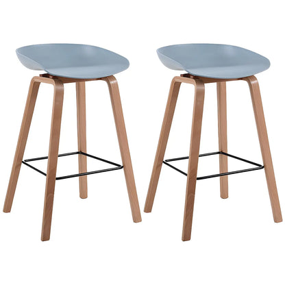 Tabouret de bar moderne du milieu du siècle en plastique avec pieds en bois