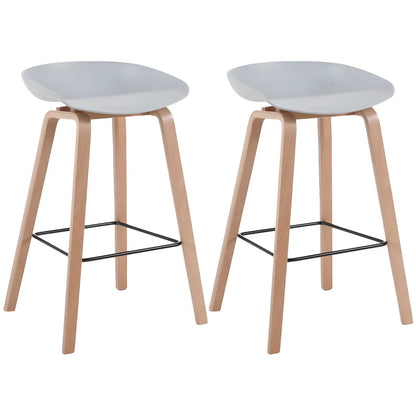 Tabouret de bar moderne du milieu du siècle en plastique avec pieds en bois