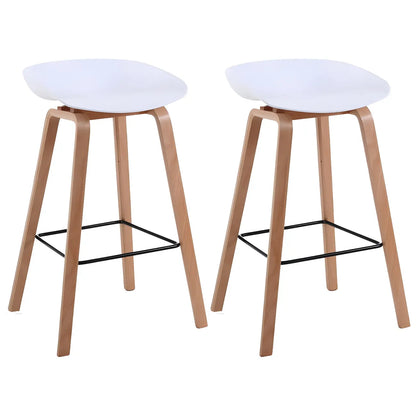 Tabouret de bar moderne du milieu du siècle en plastique avec pieds en bois