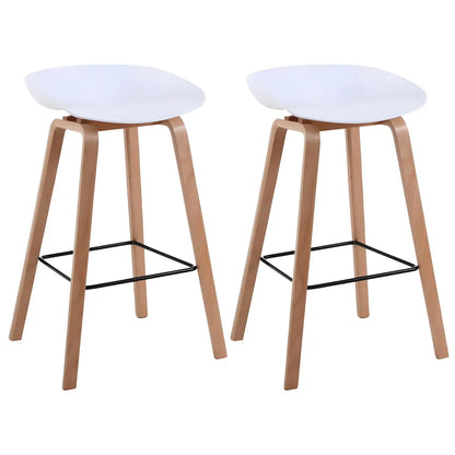 Tabouret de bar moderne du milieu du siècle en plastique avec pieds en bois