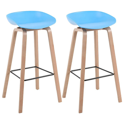 Tabouret de bar moderne du milieu du siècle en plastique avec pieds en bois