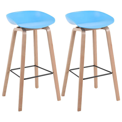 Tabouret de bar moderne du milieu du siècle en plastique avec pieds en bois