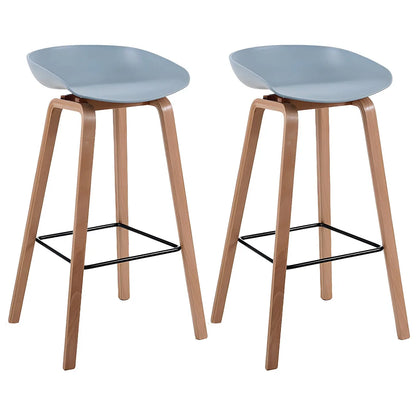 Tabouret de bar moderne du milieu du siècle en plastique avec pieds en bois