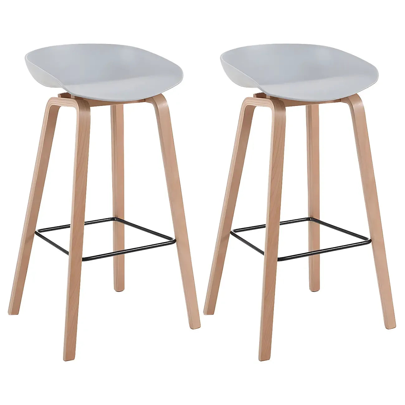 Tabouret de bar moderne du milieu du siècle en plastique avec pieds en bois