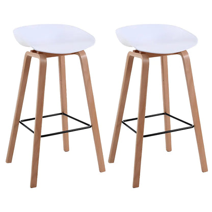 Tabouret de bar moderne du milieu du siècle en plastique avec pieds en bois