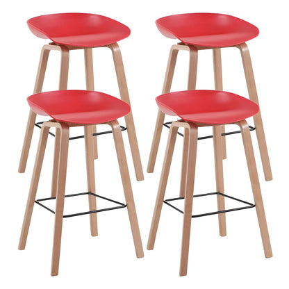 Tabouret de bar moderne du milieu du siècle en plastique avec pieds en bois
