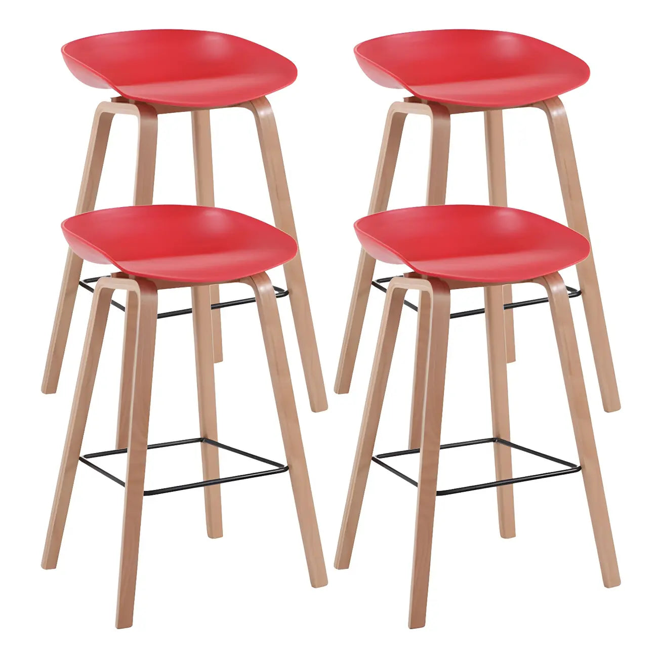 Tabouret de bar moderne du milieu du siècle en plastique avec pieds en bois